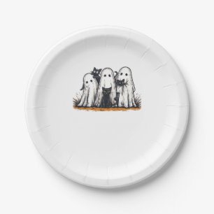Funny Black Cat and Ghost Halloween Essential T-Sh Paper Plate