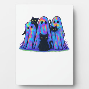 Funny Black Cat and Ghost Halloween Essential T-Sh Plaque
