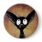 Funny black cat art button badge
