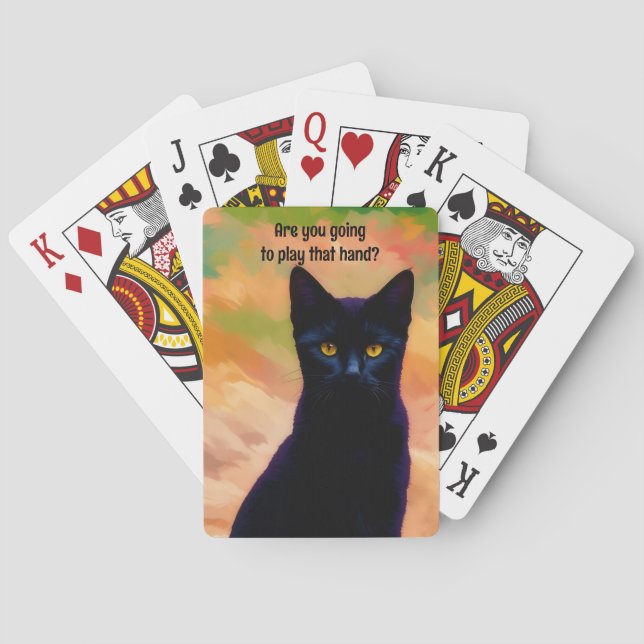 Funny Black Cat Art Playing Poker Cards (Back)