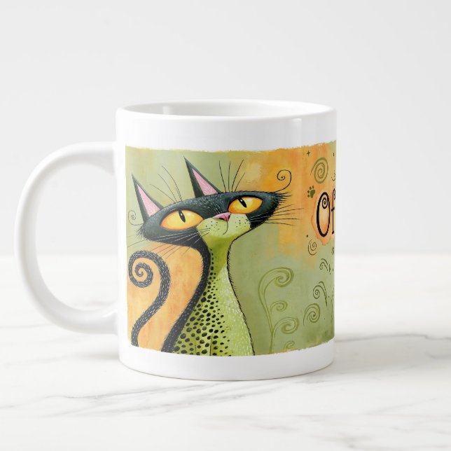 Funny Black Cat Birthday Mug with Big Eyes (Left)