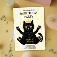 Funny Black Cat Birthday Party Invitation