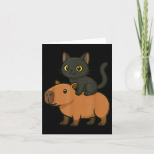 Funny Black Cat Capybara Animal Lover Mum Dad Kids Card