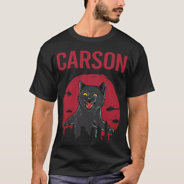 Funny Black Cat Carson T-Shirt (Front)