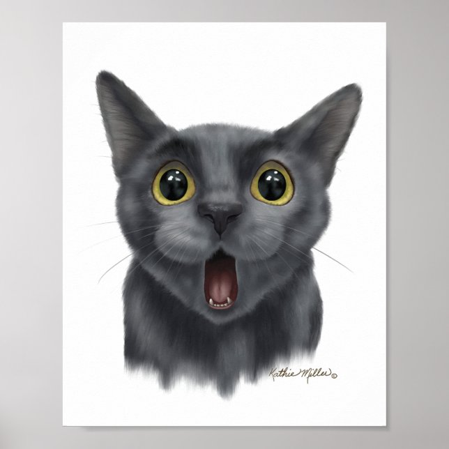 Funny Black cat Cartoon Poster (Front)