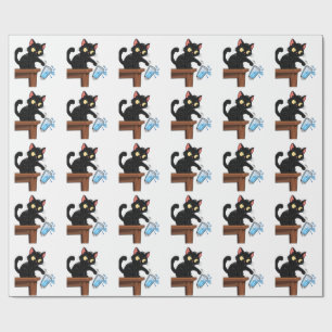 Funny Black Cat Cartoon Sarcastic Humour Wrapping Paper
