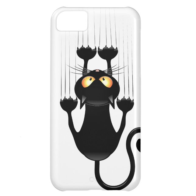 Funny Black Cat Cartoon Scratching Wall Case-Mate iPhone Case (Back)