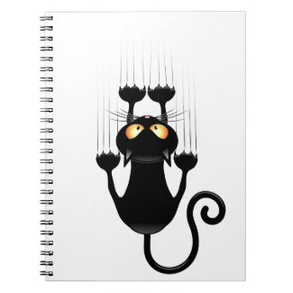 Funny Black Cat Cartoon Scratching Wall Notebook