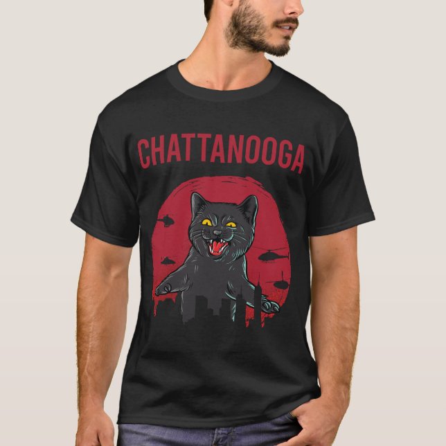 Funny Black Cat Chattanooga T-Shirt (Front)