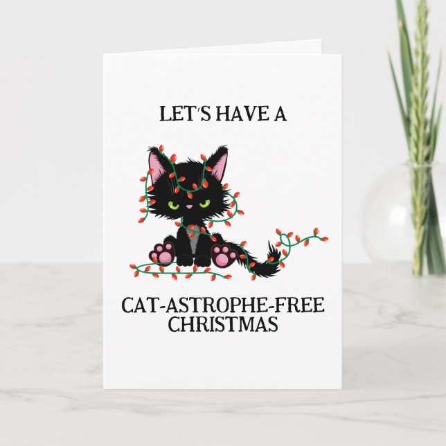 funny black cat christmas cards (Front)