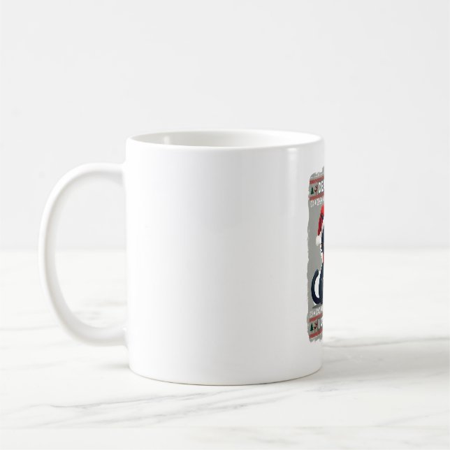 Funny Black Cat Christmas Dear Santa, I Can Explai Coffee Mug (Left)