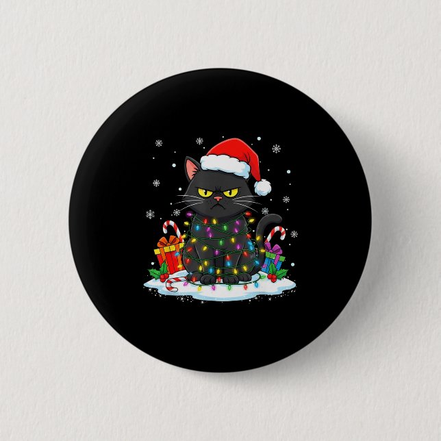 Funny Black Cat Christmas For Men Women Youth Girl 6 Cm Round Badge (Front)
