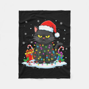 Funny Black Cat Christmas For Men Women Youth Girl Fleece Blanket