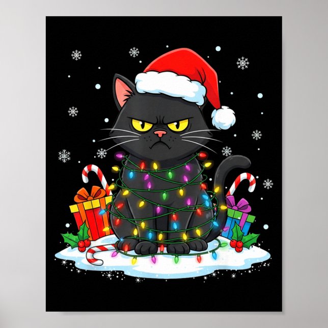 Funny Black Cat Christmas For Men Women Youth Girl Poster (Front)