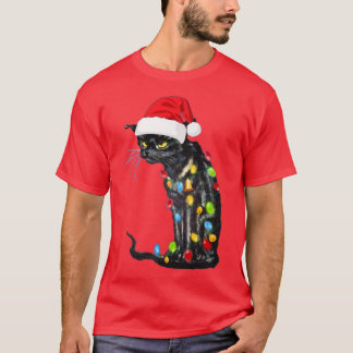 Funny Black Cat Christmas Funny Cat Christmas Ligh T-Shirt