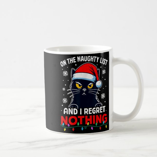 Funny Black Cat Christmas I Regret Nothing Cats Lo Coffee Mug (Right)