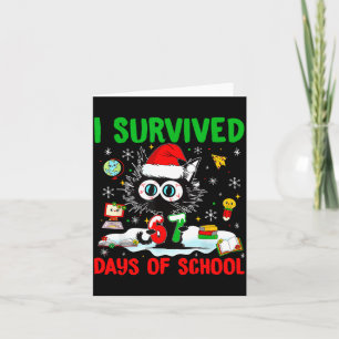 Funny Black Cat Christmas I Survived 67 Days Of Sc Card