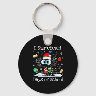 Funny Black Cat Christmas I Survived 67 Days Of Sc Key Ring