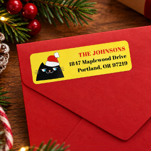 Funny Black Cat Christmas Return Address