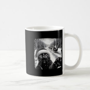 Funny Black Cat Christmas Selfie Santa Sleigh Snow Coffee Mug