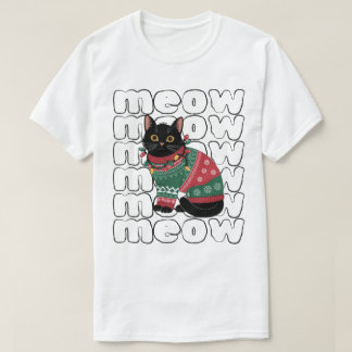 Funny Black Cat Christmas  T-Shirt