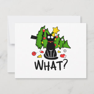 Funny Black Cat Christmas Tree Merry Santa Humor C