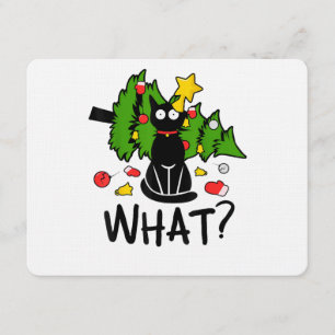 Funny Black Cat Christmas Tree Merry Santa Humor C Invitation