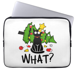 Funny Black Cat Christmas Tree Merry Santa Humor C Laptop Sleeve