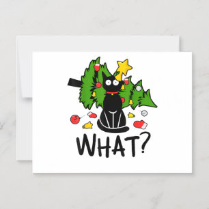 Funny Black Cat Christmas Tree Merry Santa Humor C Magnetic Invitation
