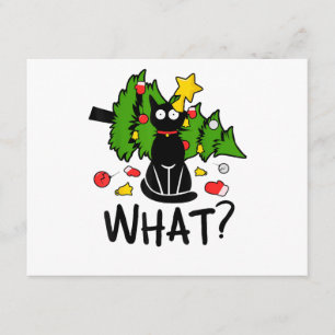Funny Black Cat Christmas Tree Merry Santa Humour Enclosure Card