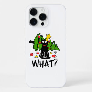 Funny Black Cat Christmas Tree Merry Santa Humour iPhone 16 Pro Max Case