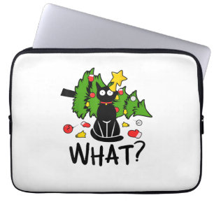 Funny Black Cat Christmas Tree Merry Santa Humour Laptop Sleeve