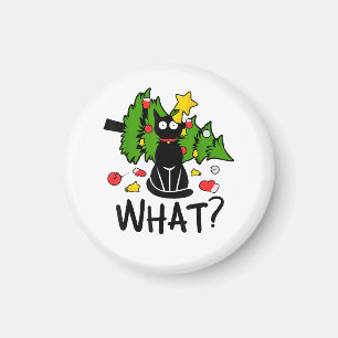 Funny Black Cat Christmas Tree Merry Santa Humour Magnet
