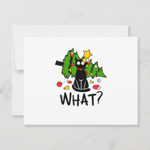 Funny Black Cat Christmas Tree Merry Santa Humour  RSVP Card