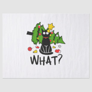 Funny Black Cat Christmas Tree Merry Santa Humour Tissue Paper
