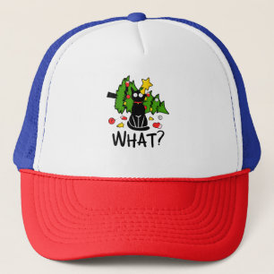 Funny Black Cat Christmas Tree Merry Santa Humour Trucker Hat