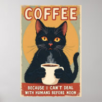 Funny Black Cat Coffee Art