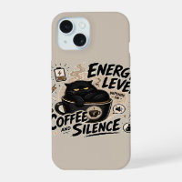 Funny Black Cat Coffee iPhone 15 Case