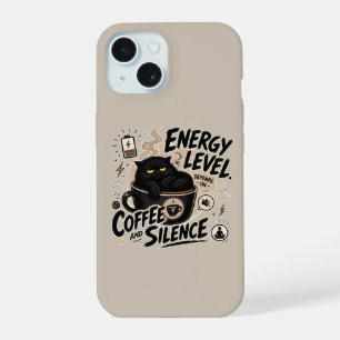 Funny Black Cat Coffee iPhone 15 Case