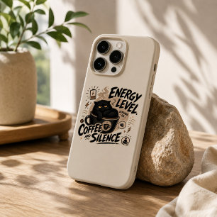 Funny Black Cat Coffee iPhone 16 Pro Max Case