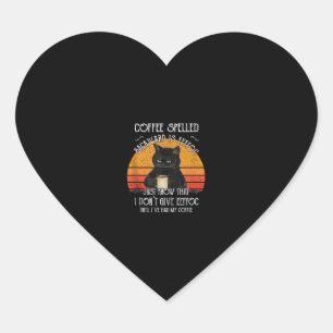 Funny Black Cat coffee spelled backwards is eeffoc Heart Sticker