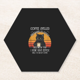 Funny Black Cat coffee spelled backwards is eeffoc Paper Coaster