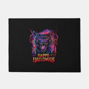 Funny Black Cat Colourful Happy Halloween Men Wome Doormat