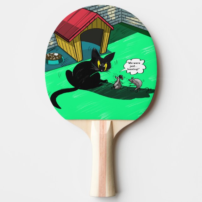  Funny Black Cat Comic Ping Pong Paddle (Front)
