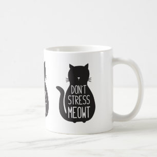 Funny Black Cat Don't Stress Meowt Coffee Mug