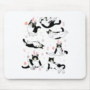 Funny Black Cat Easter Egg Happy Easter Bunny Tuxe Mouse Mat