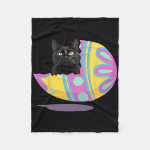 Funny Black Cat Easter Egg Happy Easter Day Fleece Blanket