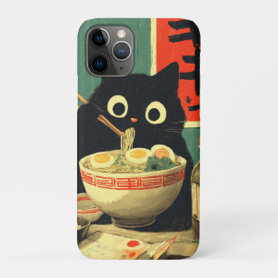 Funny Black Cat Eating Ramen iPhone 11 Pro Case