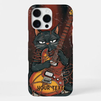 Funny Black Cat Electric Guitar Player Gift iPhone 16 Pro Max Case