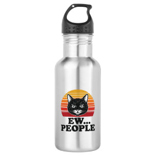 Funny Black Cat Ew People Retro Sunset T-Shirt Des 532 Ml Water Bottle